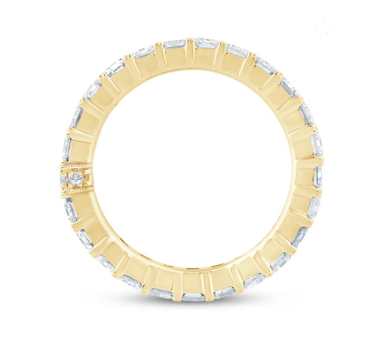 18K Solid Yellow Gold Emerald-Cut Moissanite Eternity Band – 4 CTW