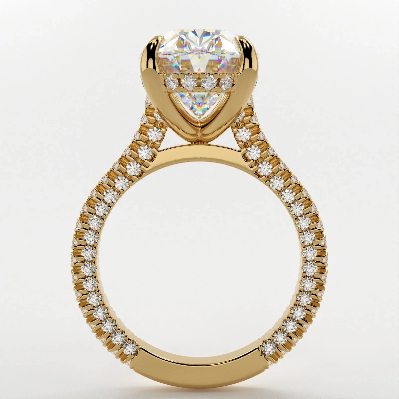 5 Carat Oval Cut Lab Diamond Engagement Ring with Triple Micro Pavé Band – view 4