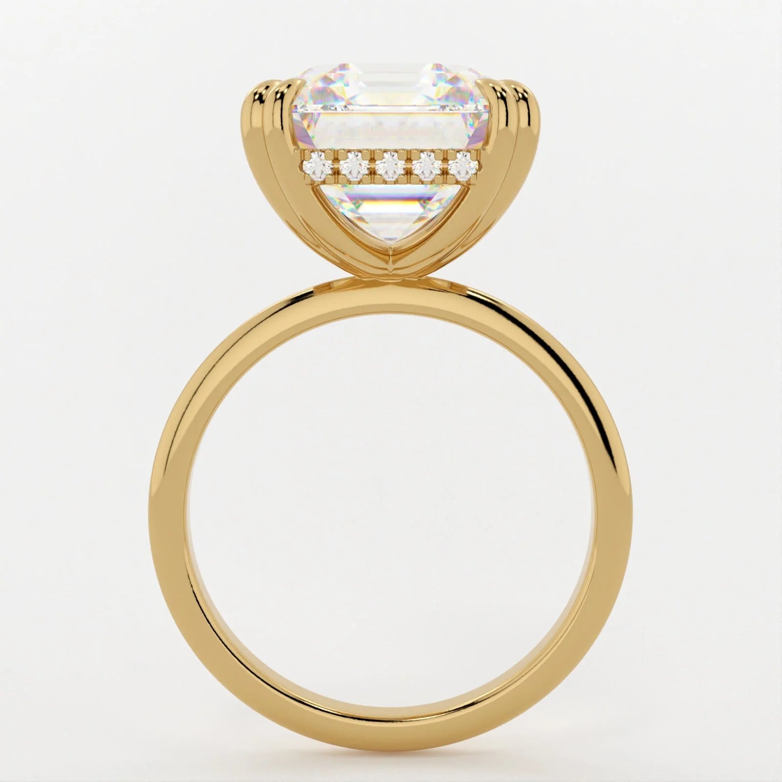 3 Carat Asscher Cut Lab Diamond Ring with Split Band and Hidden Halo – view 2