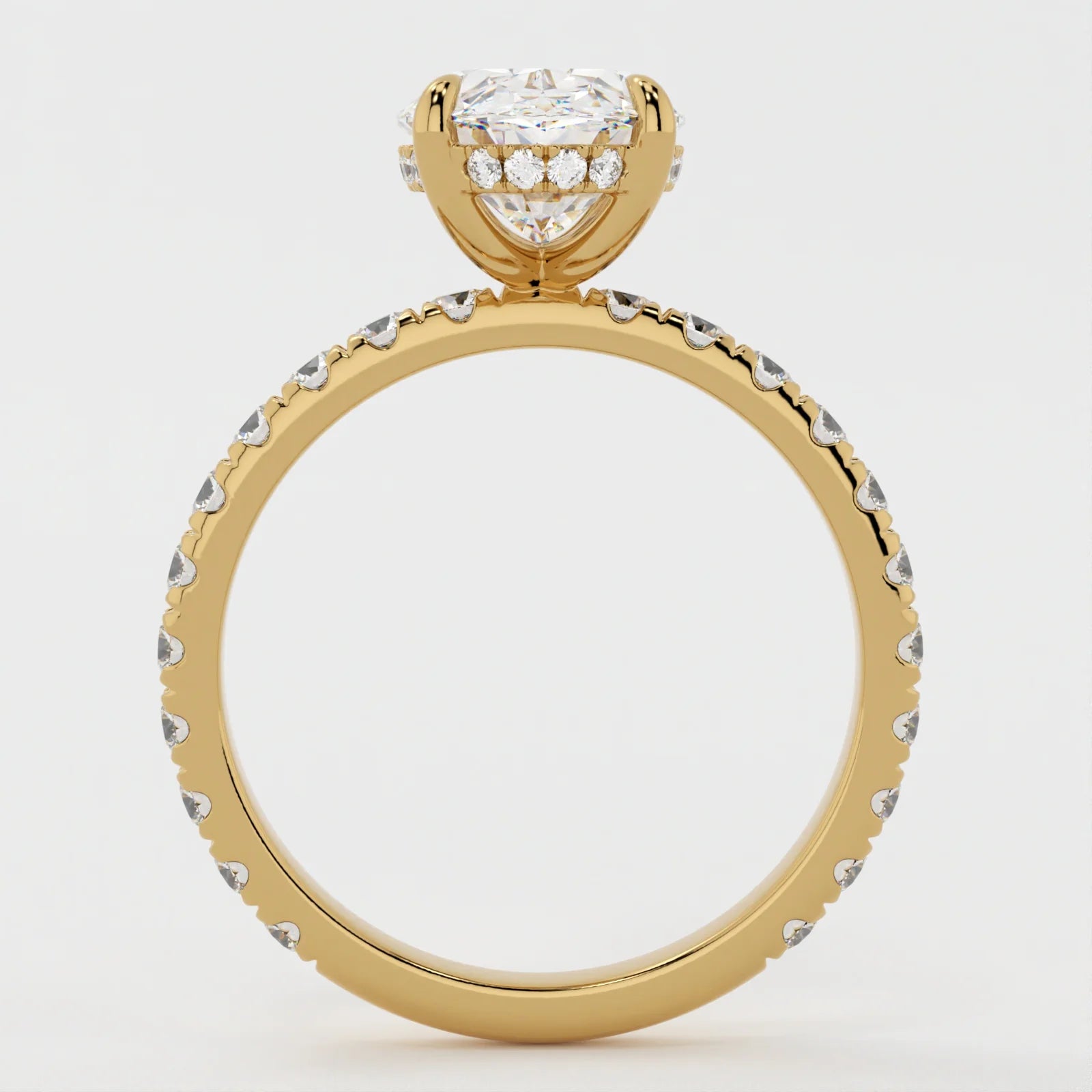 3 Carat Oval Cut Lab Diamond Engagement Ring with Pavé Band – view 4