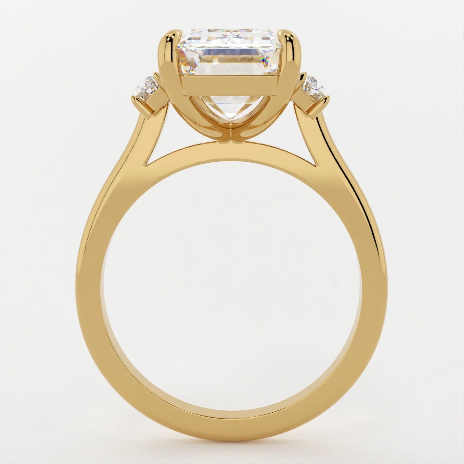4 Carat Emerald Cut 3-Stone With Solitaire Band – view 4