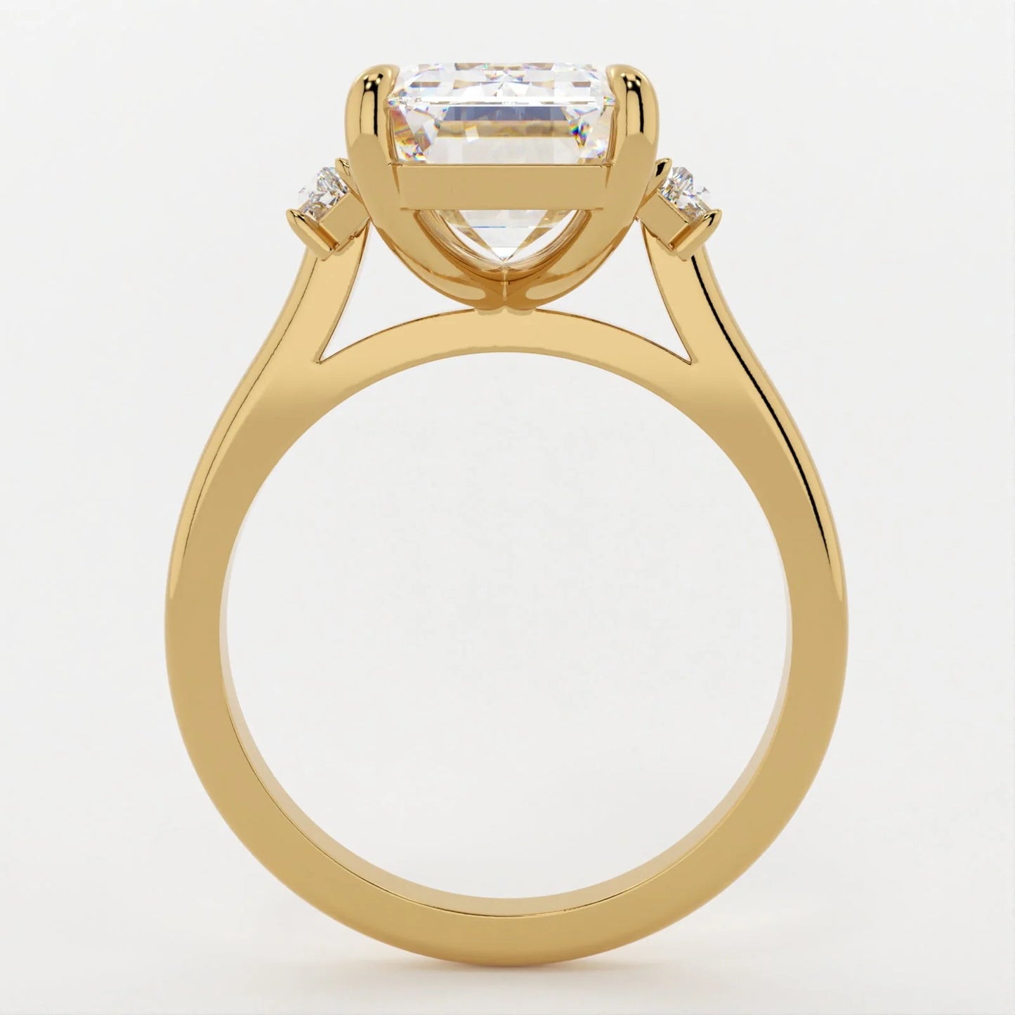 4 Carat Emerald Cut 3-Stone With Solitaire Band