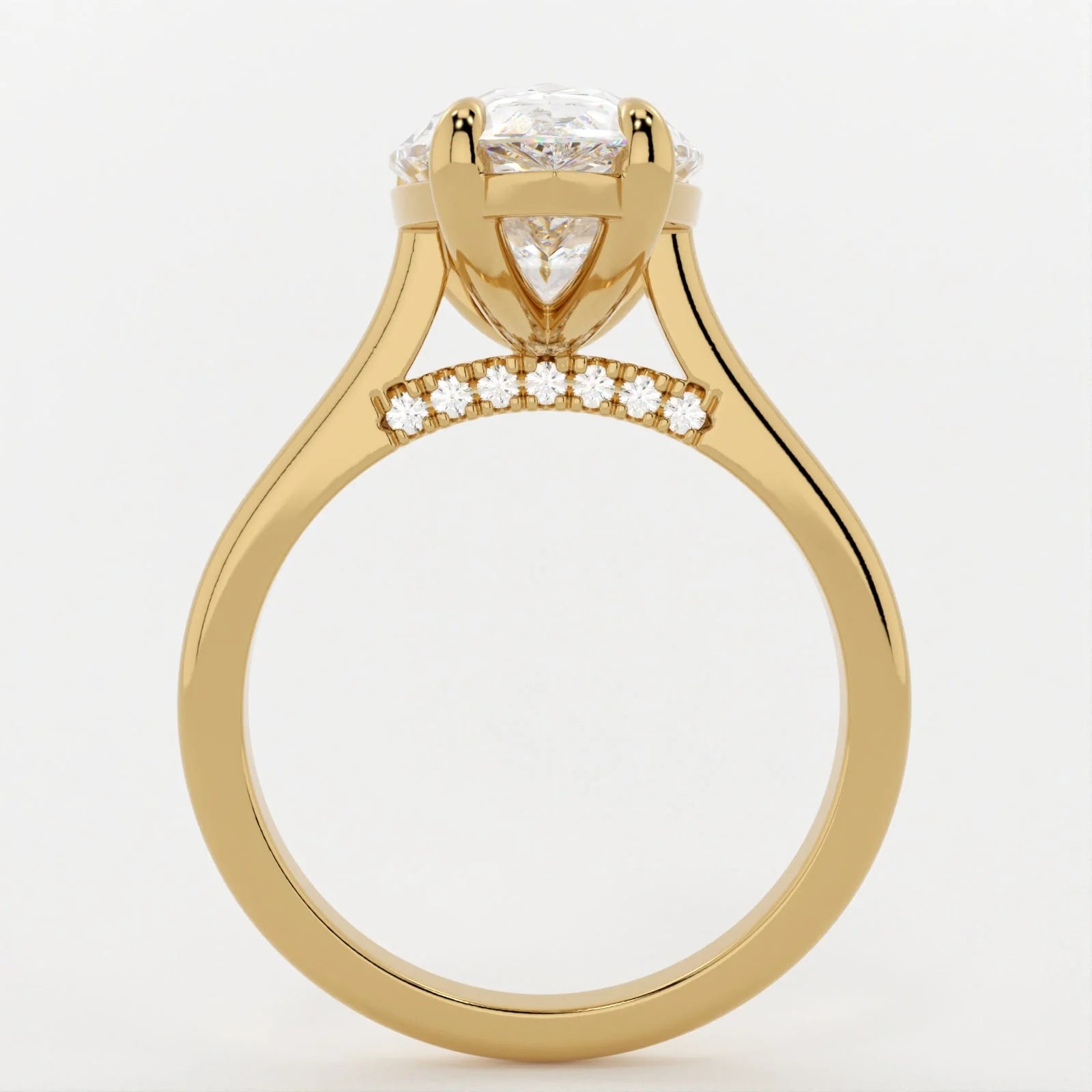 3 Carat Pear Cut Lab Diamond Engagement Ring with a Solitaire Band and Shoulder Accents – view 4