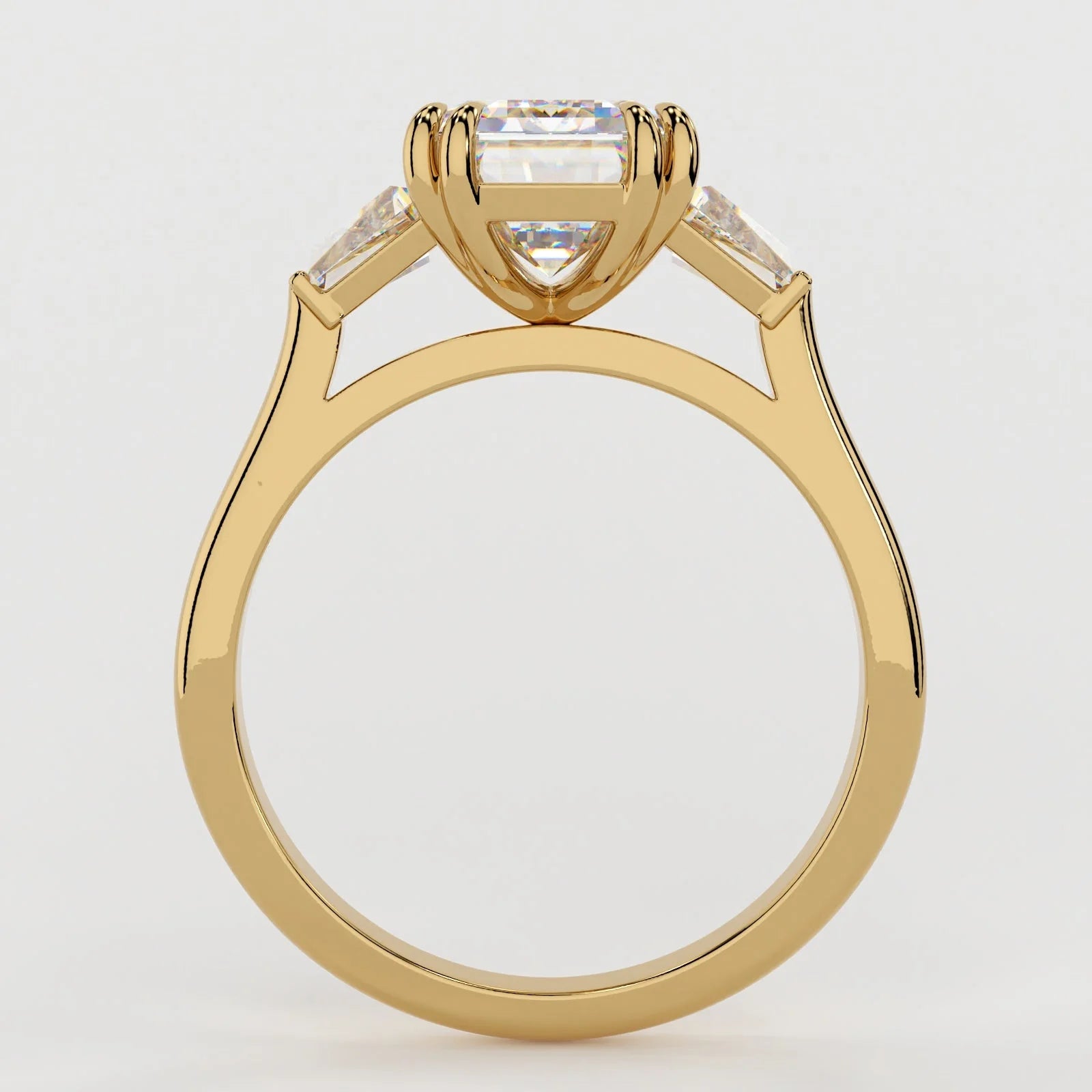 3.5 Carat Emerald Cut Lab Diamond Engagement Ring with 3-Stone Setting – view 4