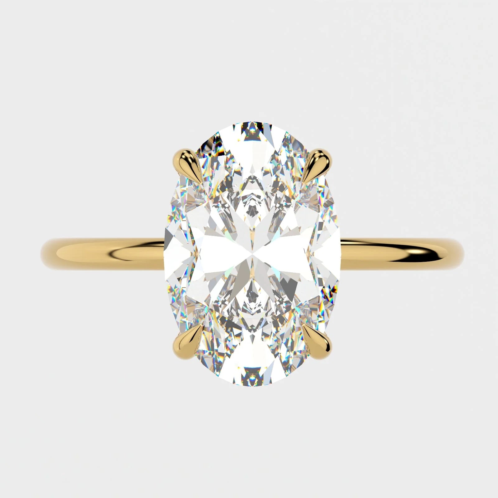 3 Carat Oval Cut Engagement Ring with Solitaire Band – view 3