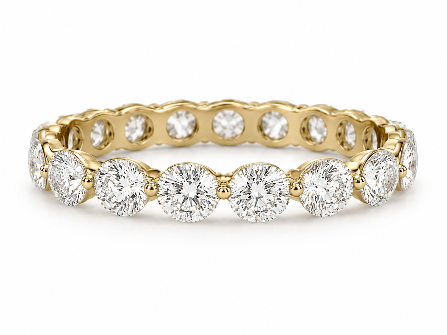 Round Lab Diamond Eternity Band — Single Shared Prong