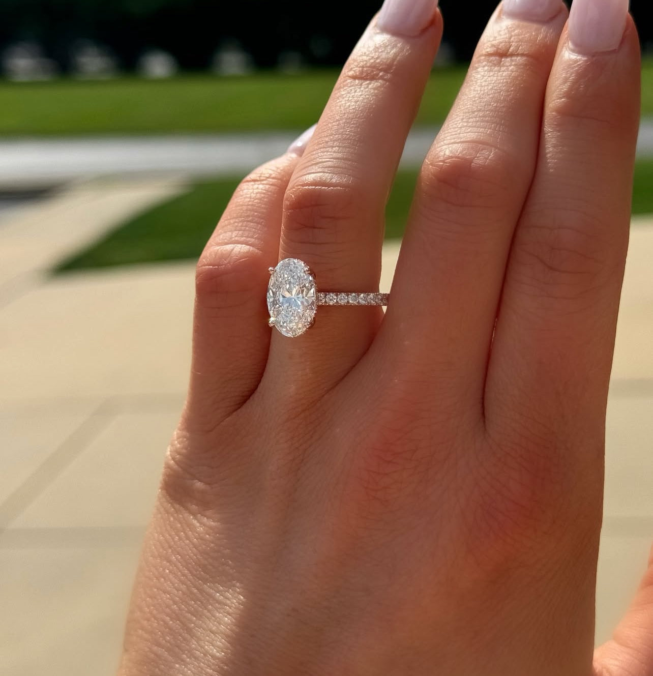 CUSTOM ORDER - 2.5 CT Oval with hidden halo on a solitaire band