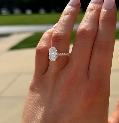 CUSTOM ORDER - 2.5 CT Oval with hidden halo on a solitaire band