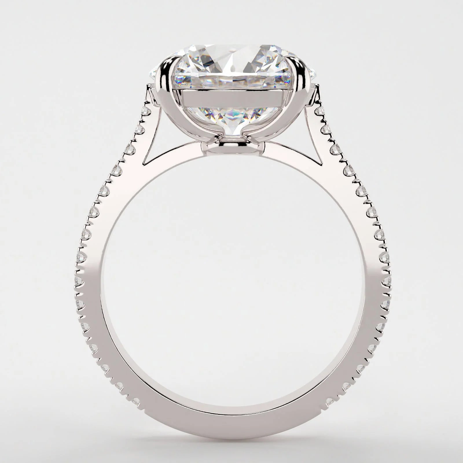 3.5 Carat Round Cut Lab Diamond Engagement Ring with Knife Edge Micro Pavé Band – view 3