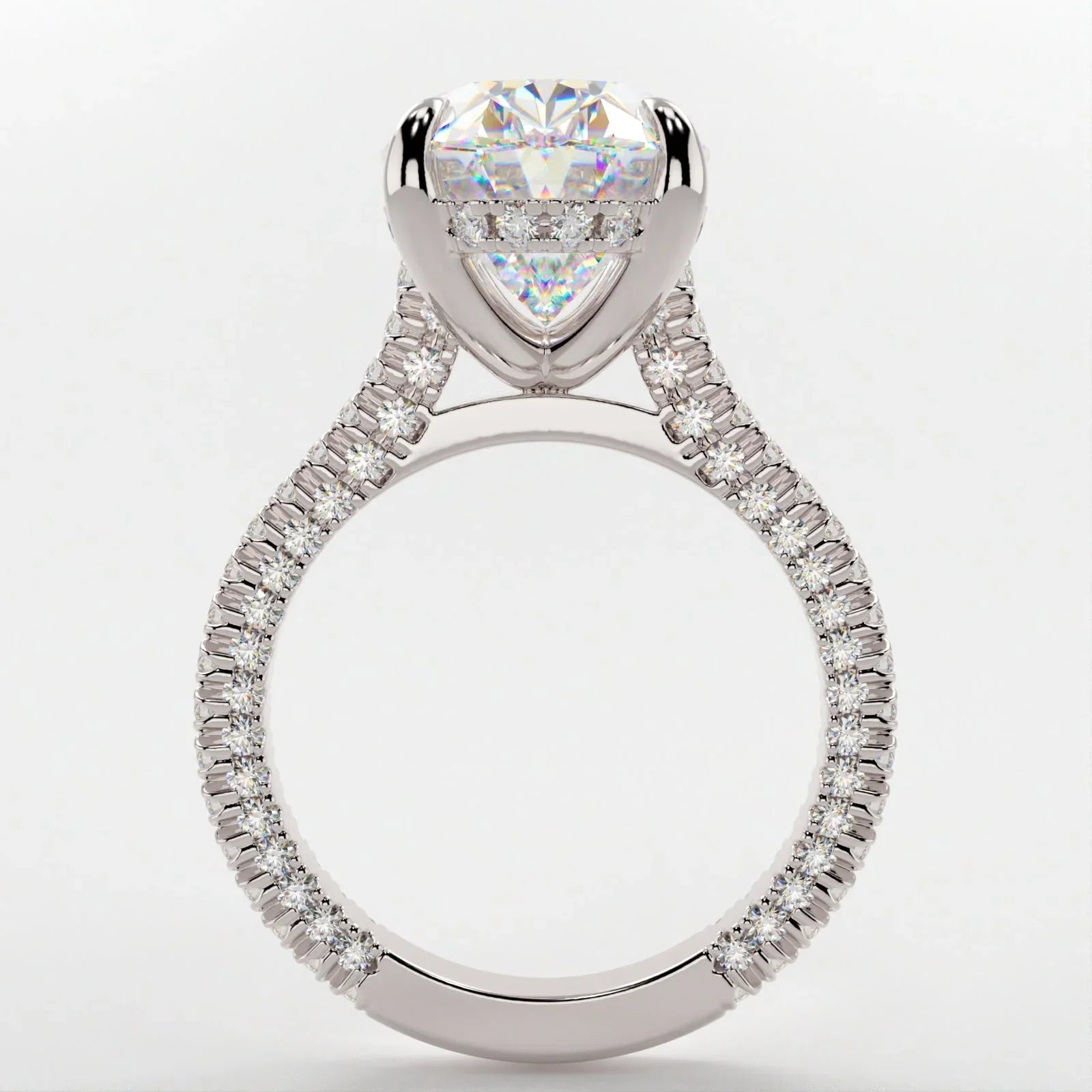 5 Carat Oval Cut Lab Diamond Engagement Ring with Triple Micro Pavé Band – view 2