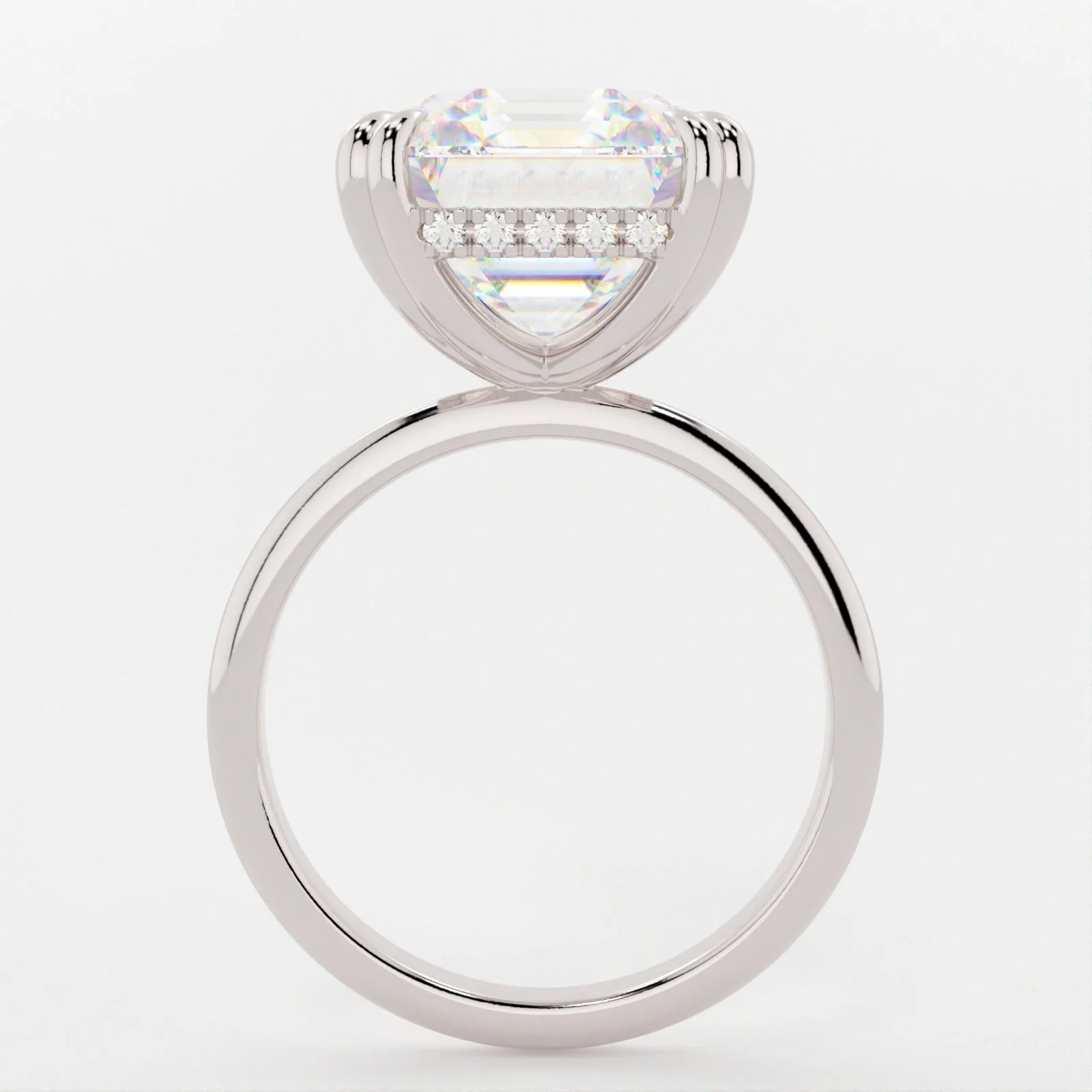 3 Carat Asscher Cut Lab Diamond Ring with Split Band and Hidden Halo – view 4