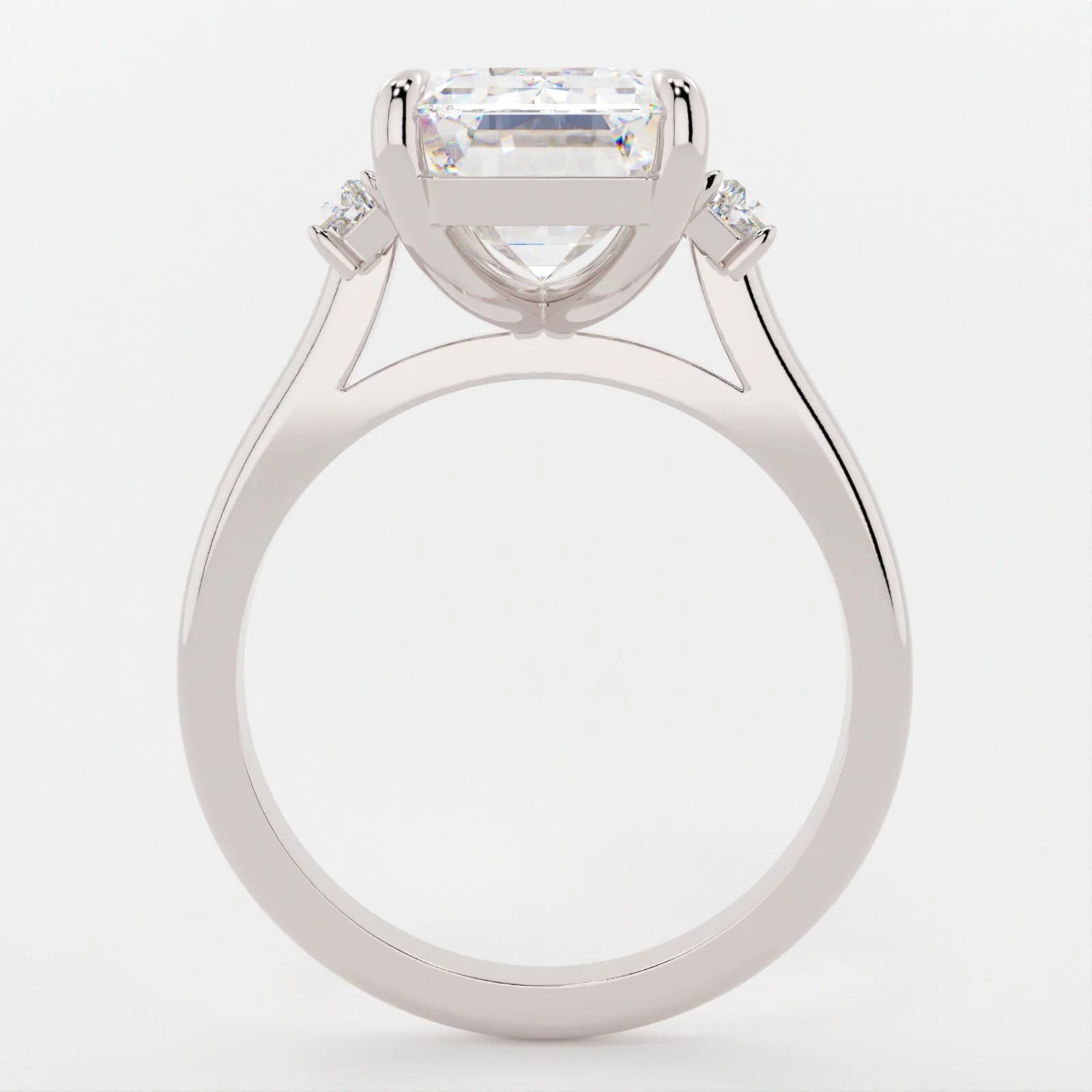 4 Carat Emerald Cut 3-Stone With Solitaire Band – view 3