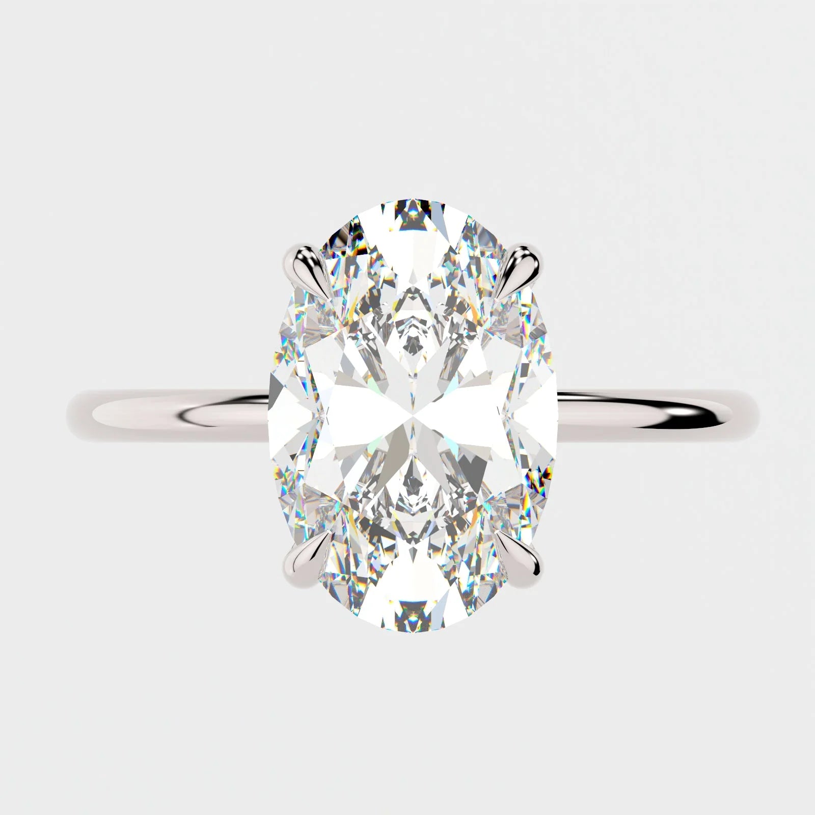 3 Carat Oval Cut Engagement Ring with Solitaire Band