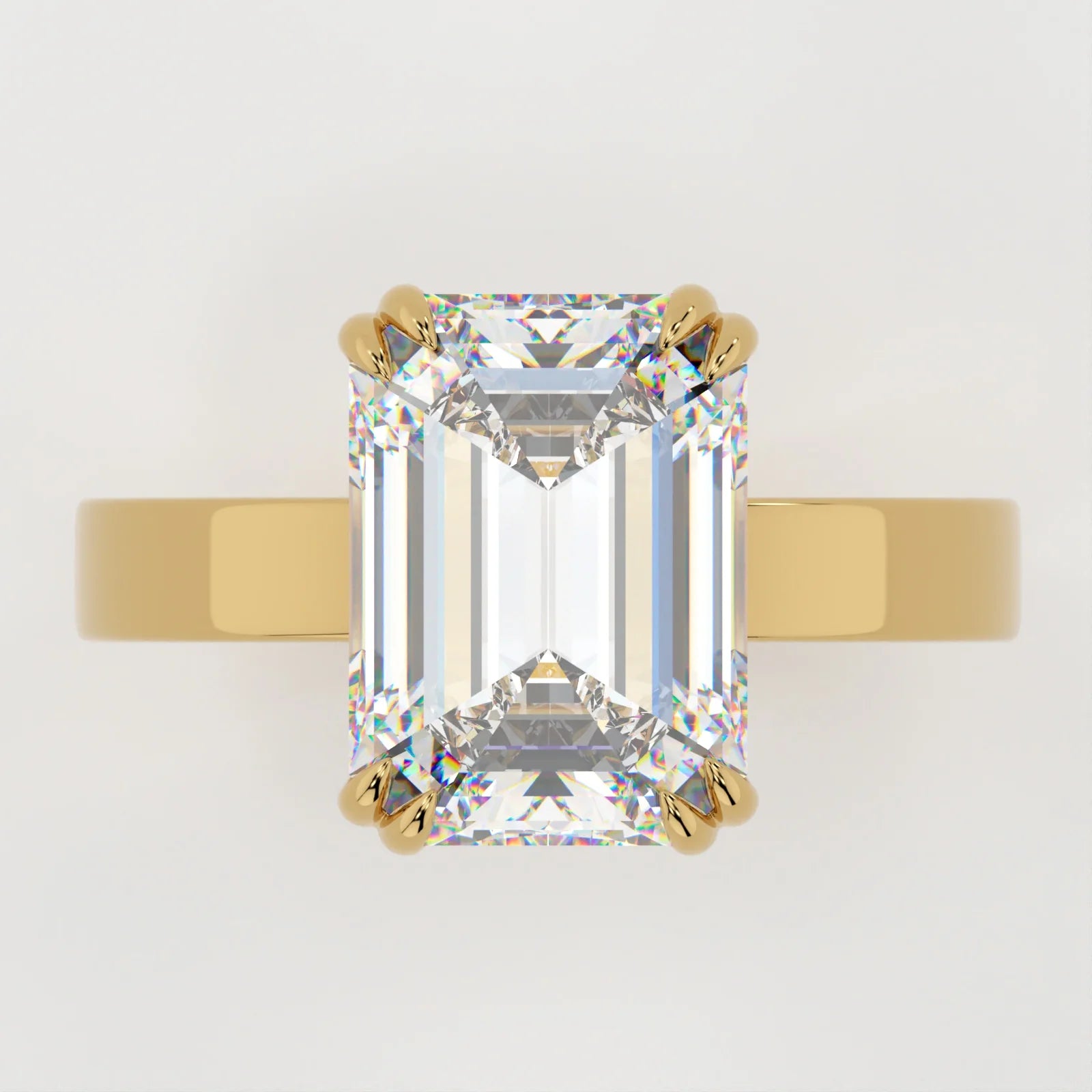 4 Carat Emerald Cut Lab Diamond Engagement Ring with a Squared Off Solitaire Band – view 3