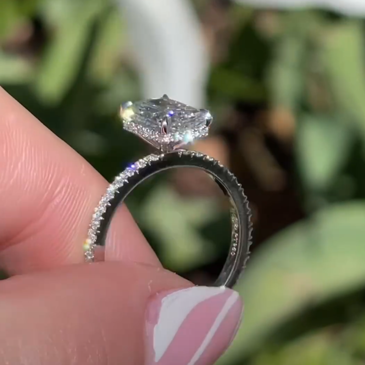 3 Carat Radiant Cut with Infinity Pavé Band and Cathedral Setting – view 2