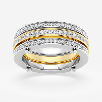 Princess and Round  Triple Row Eternity Band - 8.8mm Width