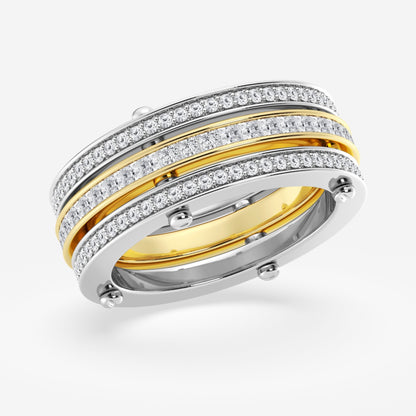 Princess and Round  Triple Row Eternity Band - 8.8mm Width