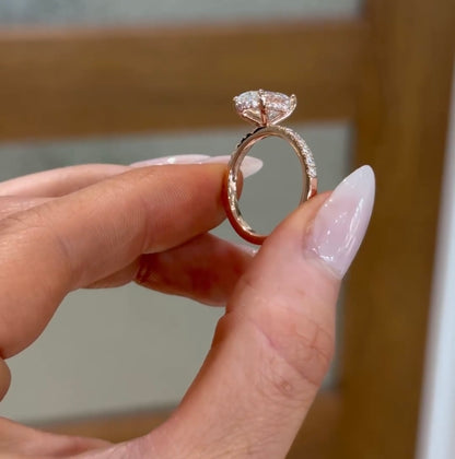 CUSTOM ORDER - 2.5 CT Oval with hidden halo on a solitaire band