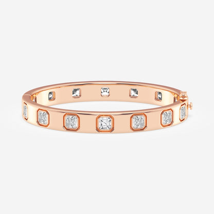 Asscher Moissanite Bangle Bracelet