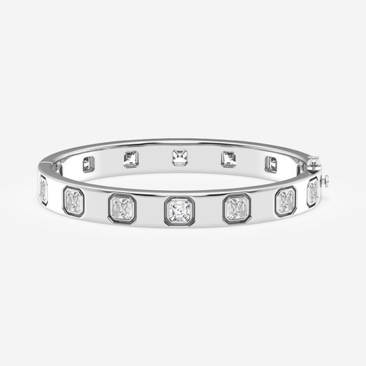 Asscher Moissanite Bangle Bracelet