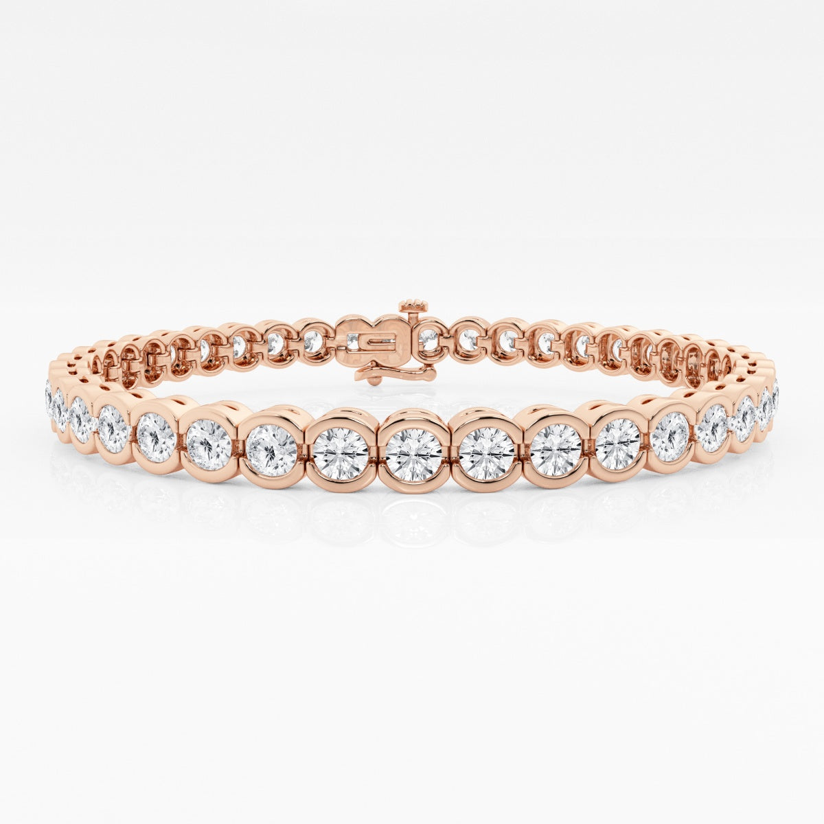 Round Moissanite Half Bezel Tennis Bracelet