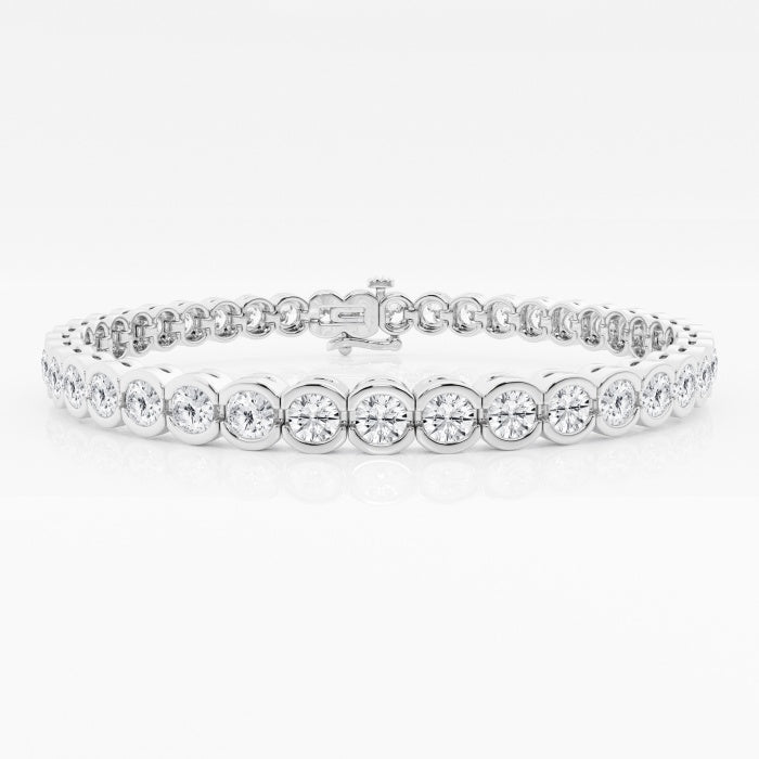 Round Moissanite Half Bezel Tennis Bracelet