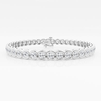 Round Moissanite Half Bezel Tennis Bracelet