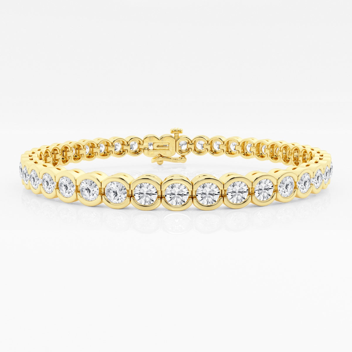 Round Moissanite Half Bezel Tennis Bracelet