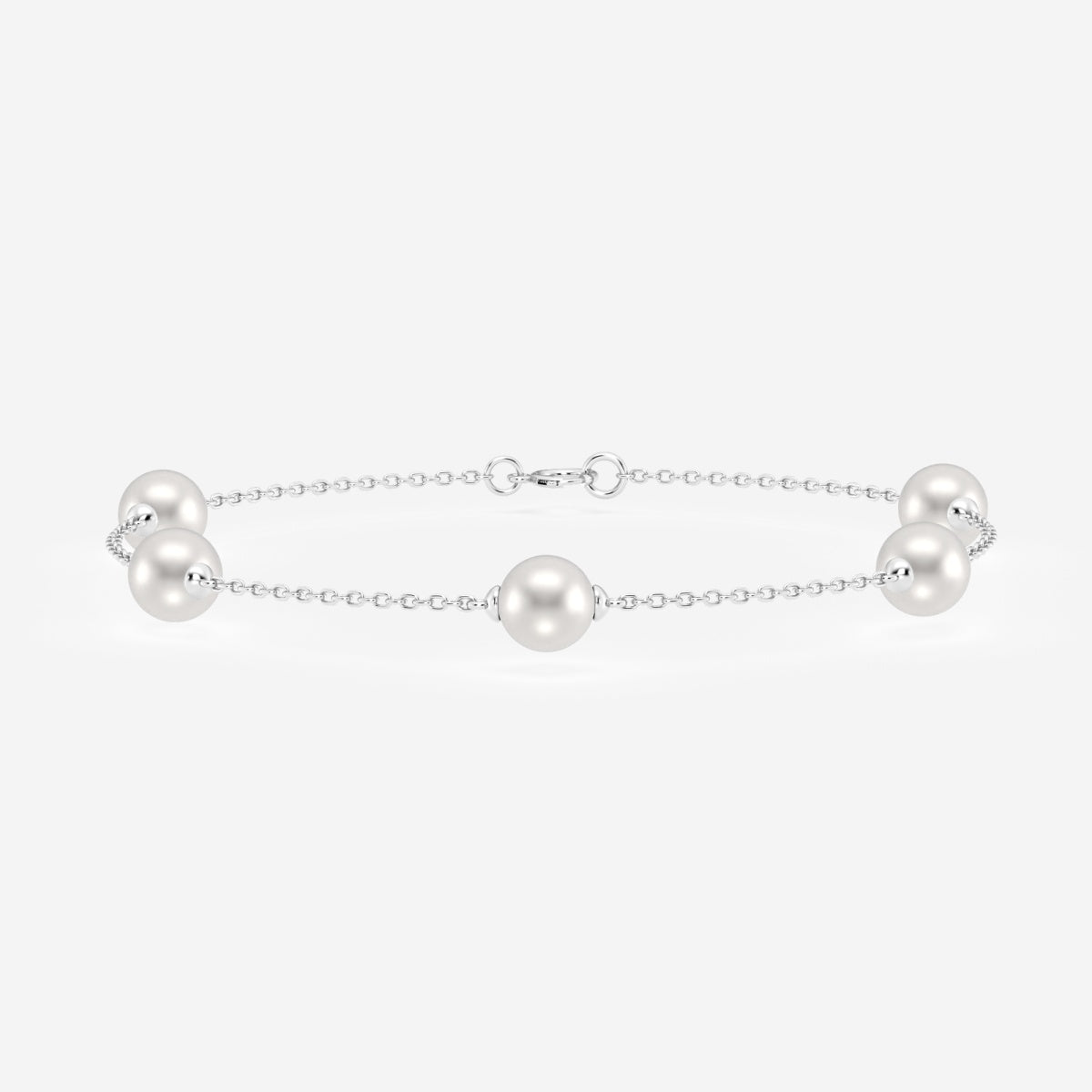 5.5 - 6.0 mm Cultured Freshwater Pearl Station Chain Bracelet