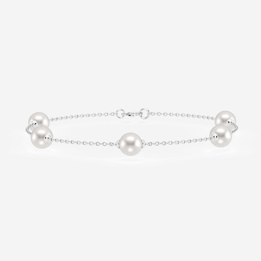 5.5 - 6.0 mm Cultured Freshwater Pearl Station Chain Bracelet