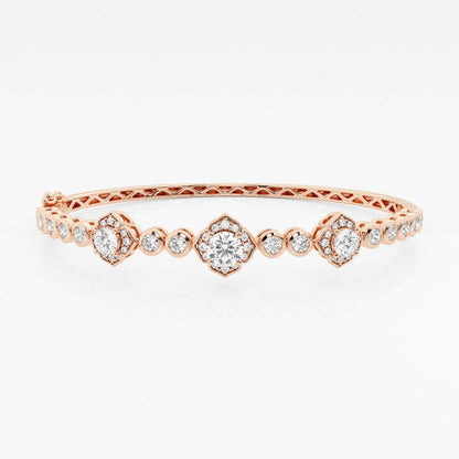 Round Moissanite Framed Bangle Bracelet