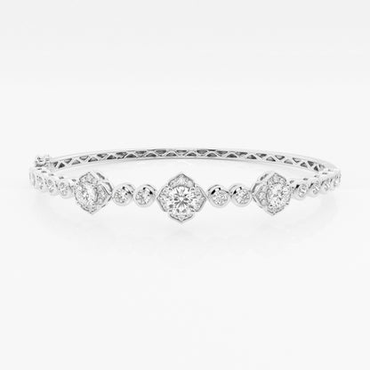 Round Moissanite Framed Bangle Bracelet