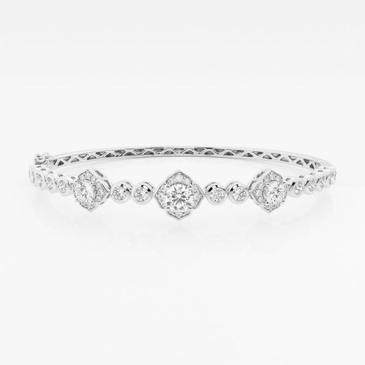 Round Moissanite Framed Bangle Bracelet