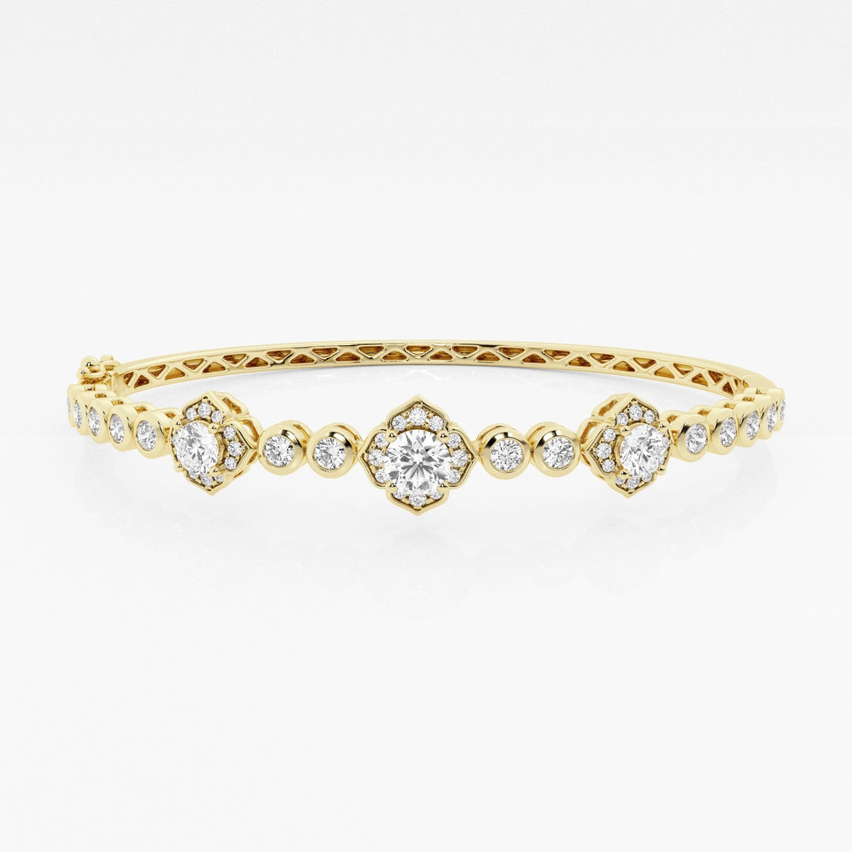 Round Moissanite Framed Bangle Bracelet