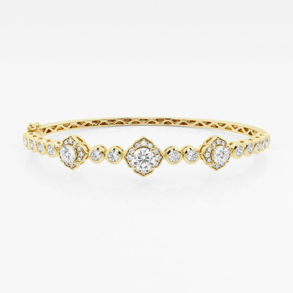 Round Moissanite Framed Bangle Bracelet