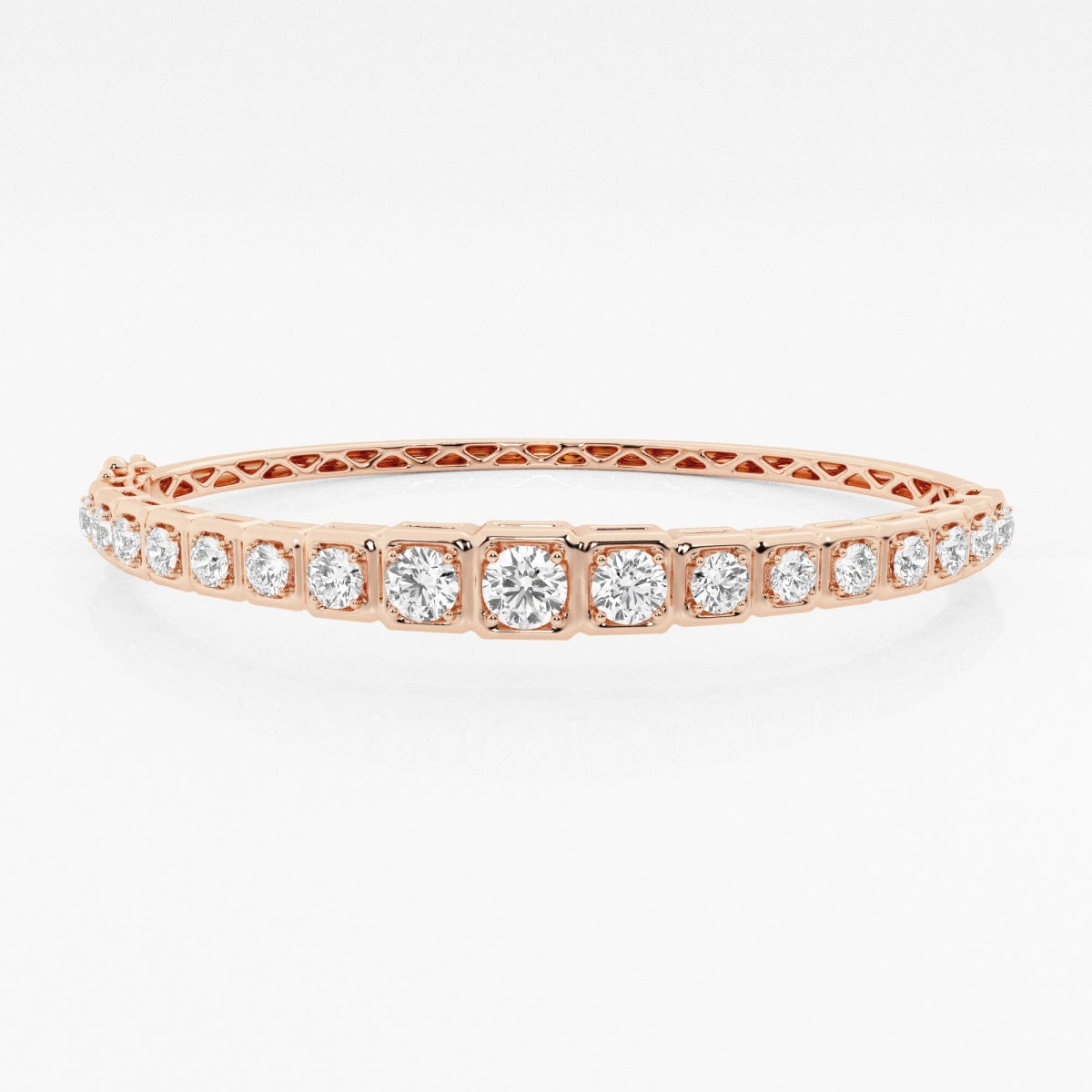 Round Moissanite Shared Prong Bangle Bracelet – view 4