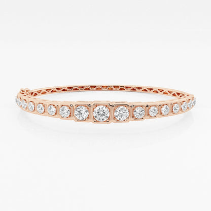 Round Moissanite Shared Prong Bangle Bracelet
