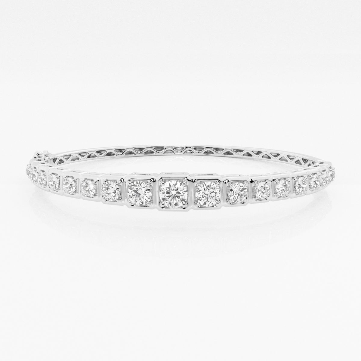Round Moissanite Shared Prong Bangle Bracelet – view 2