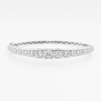 Round Moissanite Shared Prong Bangle Bracelet