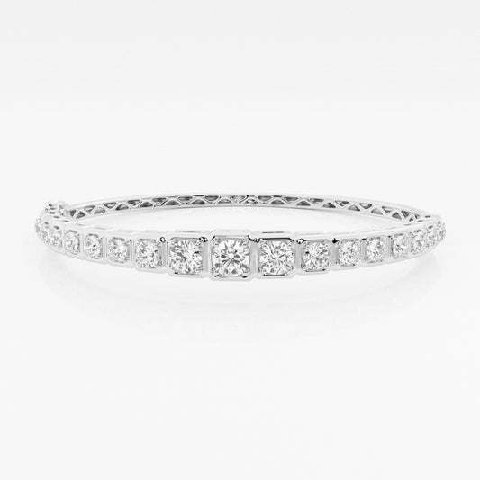Round Moissanite Shared Prong Bangle Bracelet