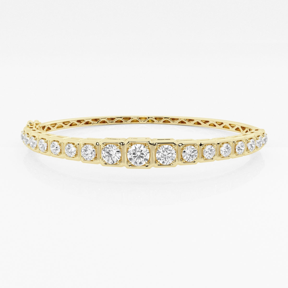 Round Moissanite Shared Prong Bangle Bracelet – view 3