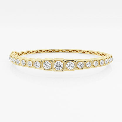 Round Moissanite Shared Prong Bangle Bracelet