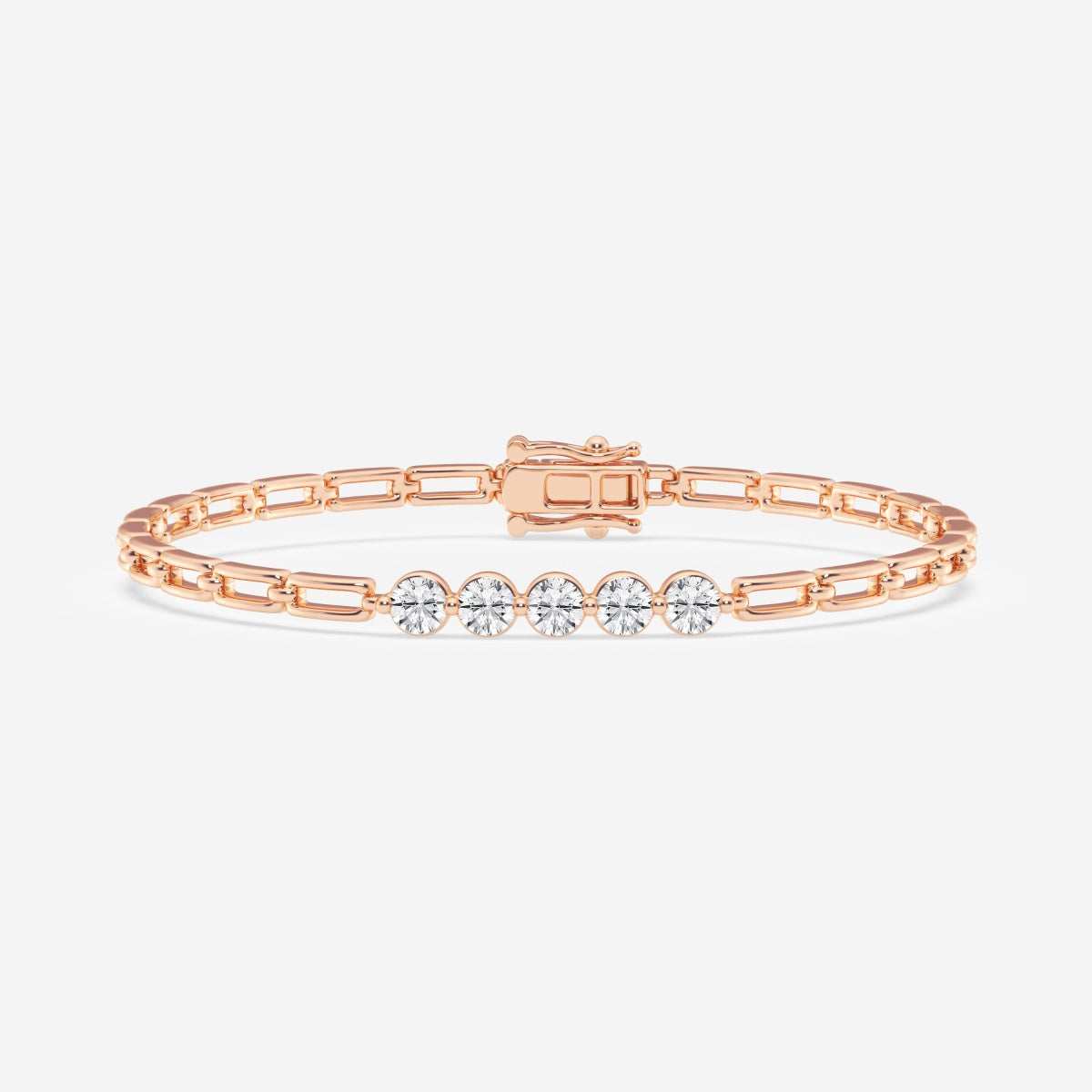 Round Moissanite Adjustable Five Stone Fashion Bracelet – view 11