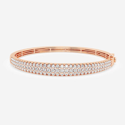 Round Moissanite Diamond Three Row Bangle Bracelet