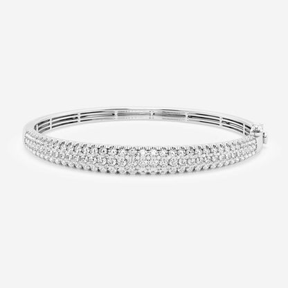 Round Moissanite Diamond Three Row Bangle Bracelet