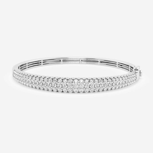 Round Moissanite Diamond Three Row Bangle Bracelet
