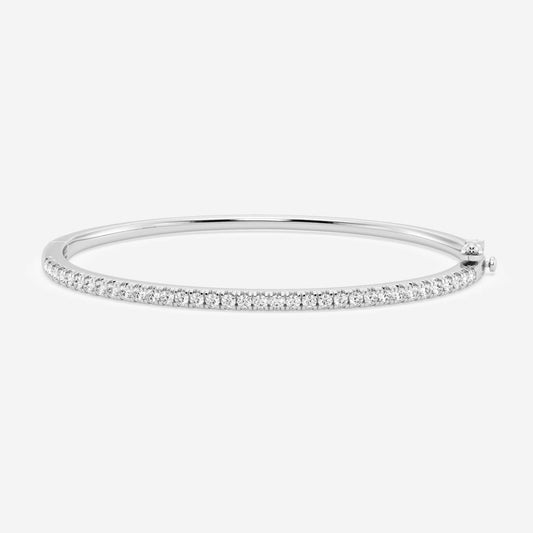 Round Moissanite French Pave Bangle Bracelet