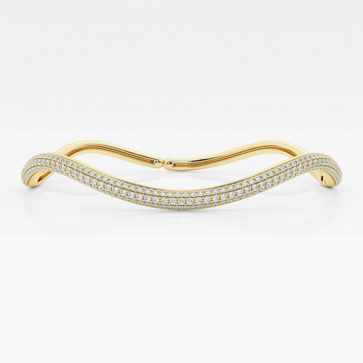 Round Moissanite Wavy Bangle Bracelet