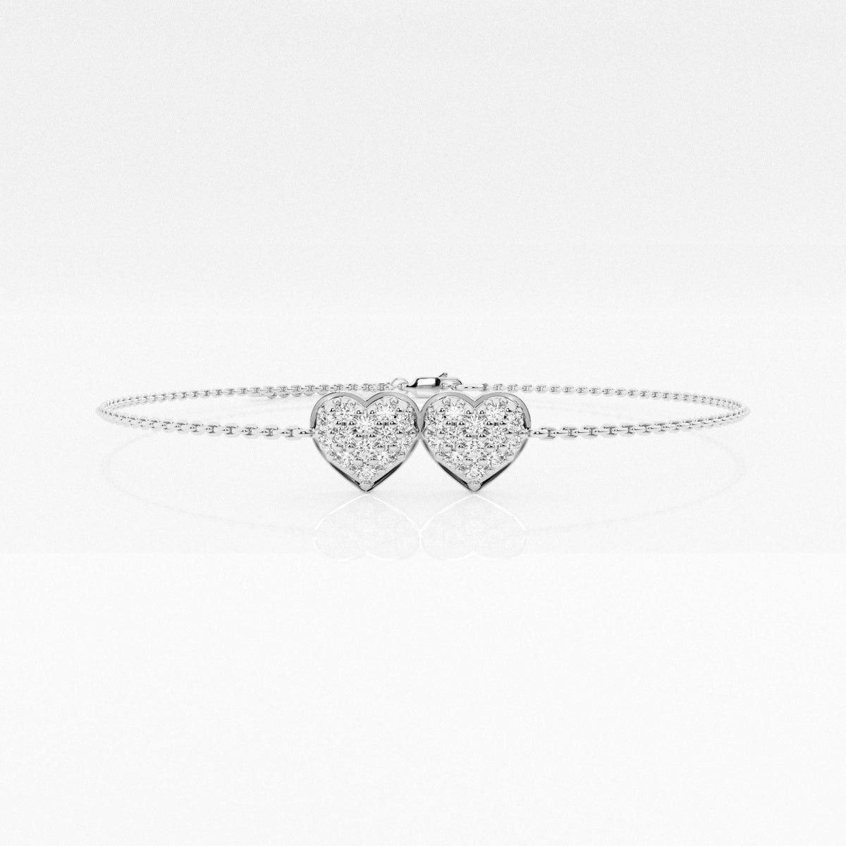 Round Moissanite Petite Double Pavé Heart Chain Bracelet