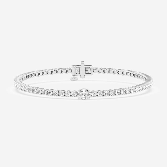 Oval Moissanite Single Station Tennis Bracelet